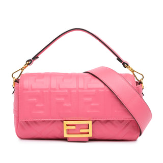 Fendi Zucca Embossed Leather Baguette Satchel