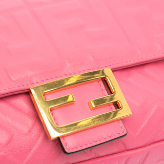 Fendi Zucca Embossed Leather Baguette Satchel