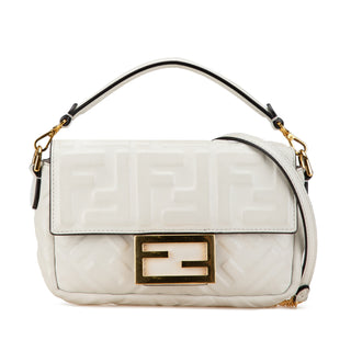 Fendi Mini Zucca Embossed Leather Baguette Satchel