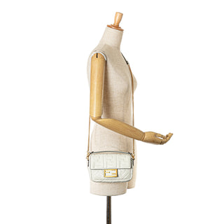 Fendi Mini Zucca Embossed Leather Baguette Satchel