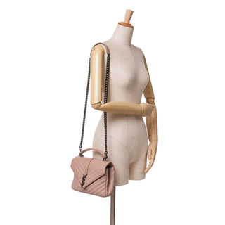 Ysl Medium Sheepskin Matelasse Chevron Monogram College Bag