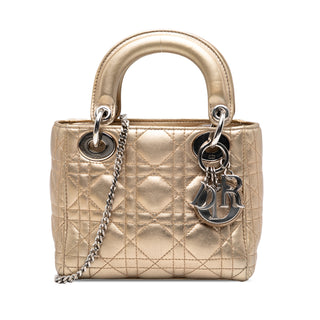 Dior lady Mini Metallic Lambskin Cannage