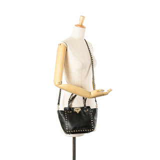 Valentino Mini Leather Rockstud Trapeze Satchel