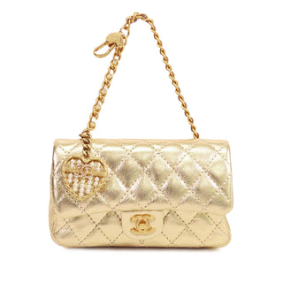 Chanel Mini Classic Metallic Calfskin Charm Double Flap
