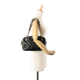 Chanel CC Quilted Lambskin Tweedy Bowler Bag