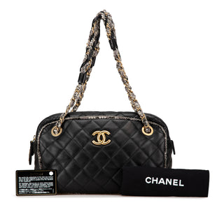 Chanel CC Quilted Lambskin Tweedy Bowler Bag