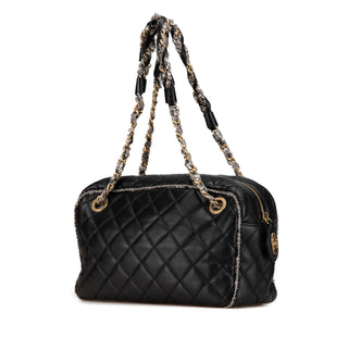 Chanel CC Quilted Lambskin Tweedy Bowler Bag
