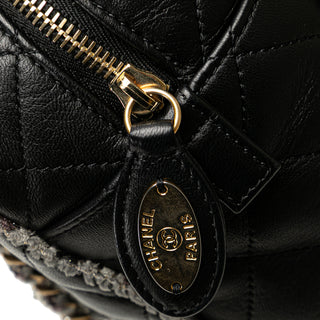 Chanel CC Quilted Lambskin Tweedy Bowler Bag