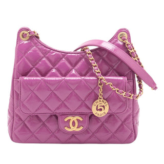 Chanel Medium Shiny Crumpled Calfskin Wavy CC Hobo