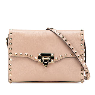 Valentino Medium Pebbled Calfskin Rockstud Flip Lock Crossbody