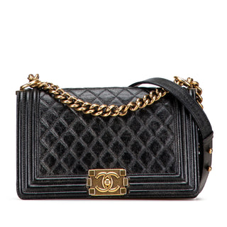 Chanel Old Medium Cracked Metallic Calfskin Boy Flap