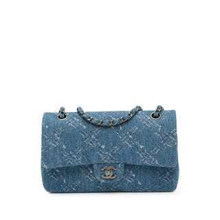 Chanel Medium Classic Printed Denim Double Flap