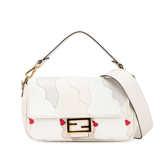 Fendi Mink And Suede Faces Baguette Satchel