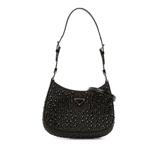 Prada Crystal Embellished Satin Cleo Shoulder Bag