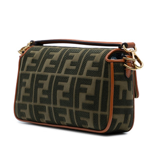 Fendi Zucca Embroidered Canvas Baguette Satchel