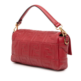 Fendi Zucca Embossed Leather Baguette Satchel