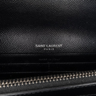 Ysl Grain De Poudre Matelasse Chevron Monogram Chain Wallet
