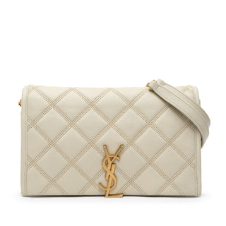 Ysl Quilted Lambskin Diamond Becky Chain Wallet