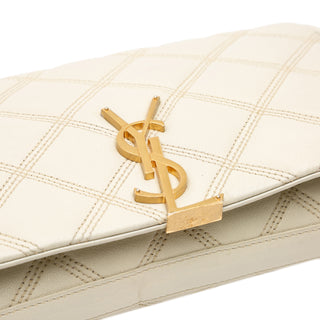 Ysl Quilted Lambskin Diamond Becky Chain Wallet