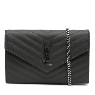 Ysl Grain De Poudre Chevron Monogram Envelope Chain