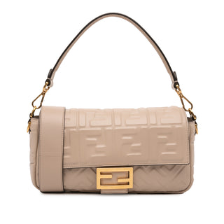 Fendi zuucca Embossed Leather Baguette Satchel