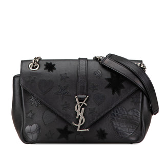 Ysl Medium Monogram Heart Patchwork Chain Wallet