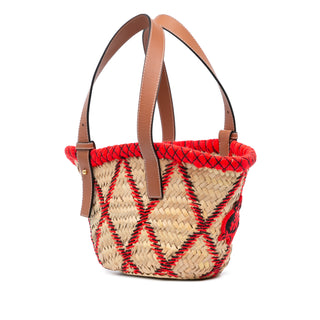 Loewe Small Raffia Animal Embroidered Basket Tote