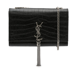 Ysl Medium Croc Embossed Leather Kate Tassel Crossbody
