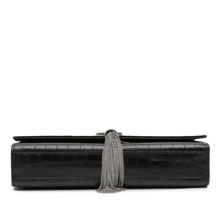 Ysl Medium Croc Embossed Leather Kate Tassel Crossbody