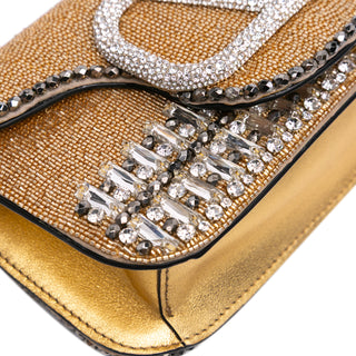 Valentino Small Swarovski Crystal Embroidered Vlogo Loco Satchel