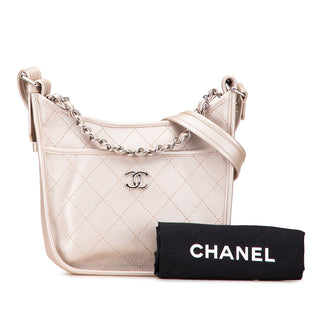 Chanel Metallic Calfskin Quilted Jungle Stroll Hobo