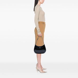 Prada Spazzolato Leather Cleo Shoulder Bag