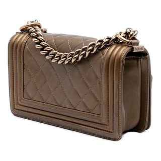 Chanel Small Quilted Metallic Calfskin Boy Flap