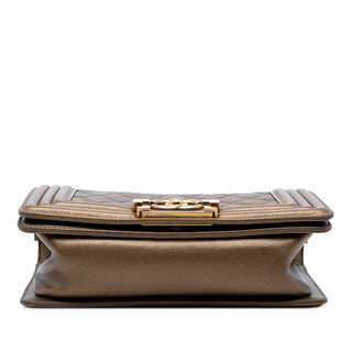 Chanel Small Quilted Metallic Calfskin Boy Flap