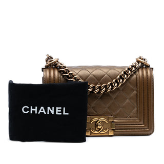 Chanel Small Quilted Metallic Calfskin Boy Flap