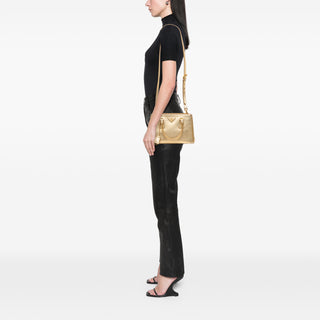 Prada Small Metallic Lux Galleria Double Zip Satchel