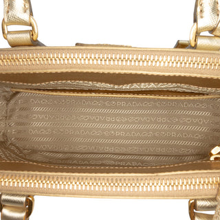 Prada Small Metallic Lux Galleria Double Zip Satchel