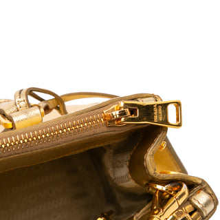 Prada Small Metallic Lux Galleria Double Zip Satchel