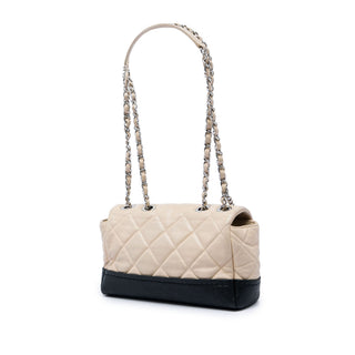 Chanel CC Bicolor Quilted Calfskin and Caviar Single Flap