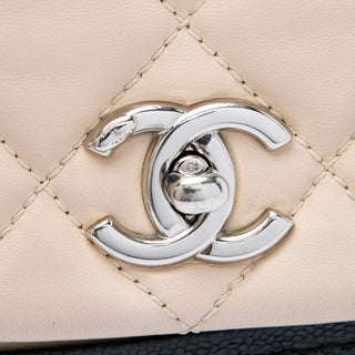 Chanel CC Bicolor Quilted Calfskin and Caviar Single Flap