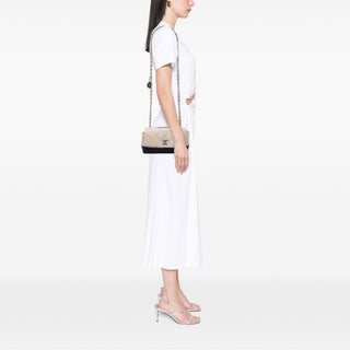 Chanel CC Bicolor Quilted Calfskin and Caviar Single Flap