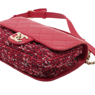 Chanel CC Quilted Lambskin and Tweed Single Flap