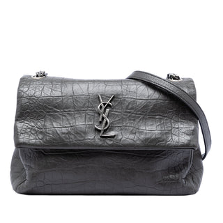 Saint Laurent Medium Croc Embossed Calfskin Monogram West Hollywood Crossbody