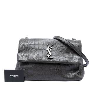 Saint Laurent Medium Croc Embossed Calfskin Monogram West Hollywood Crossbody
