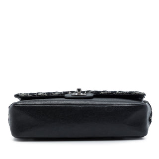 Chanel Medium Classic Tweed and Caviar Double Flap
