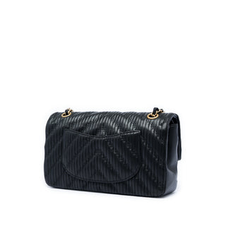 Chanel Medium Classic Chevron Calfskin Pleated Double Flap