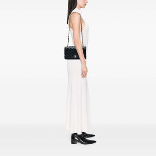 Chanel Medium Classic Chevron Calfskin Pleated Double Flap