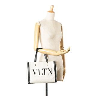 Valentino Small Canvas Rockstud VLTN Tote