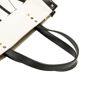 Valentino Small Canvas Rockstud VLTN Tote