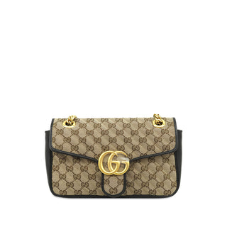 Gucci Large GG Marmont Matelasse Diagonal GG Canvas and Leather Shoulder Bag